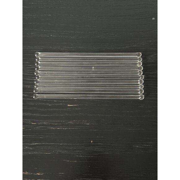 Lot of 10 Clear MCM Glass Swizzle Stir Sticks 6" Cocktail Barware Martini Party - Picture 3 of 5